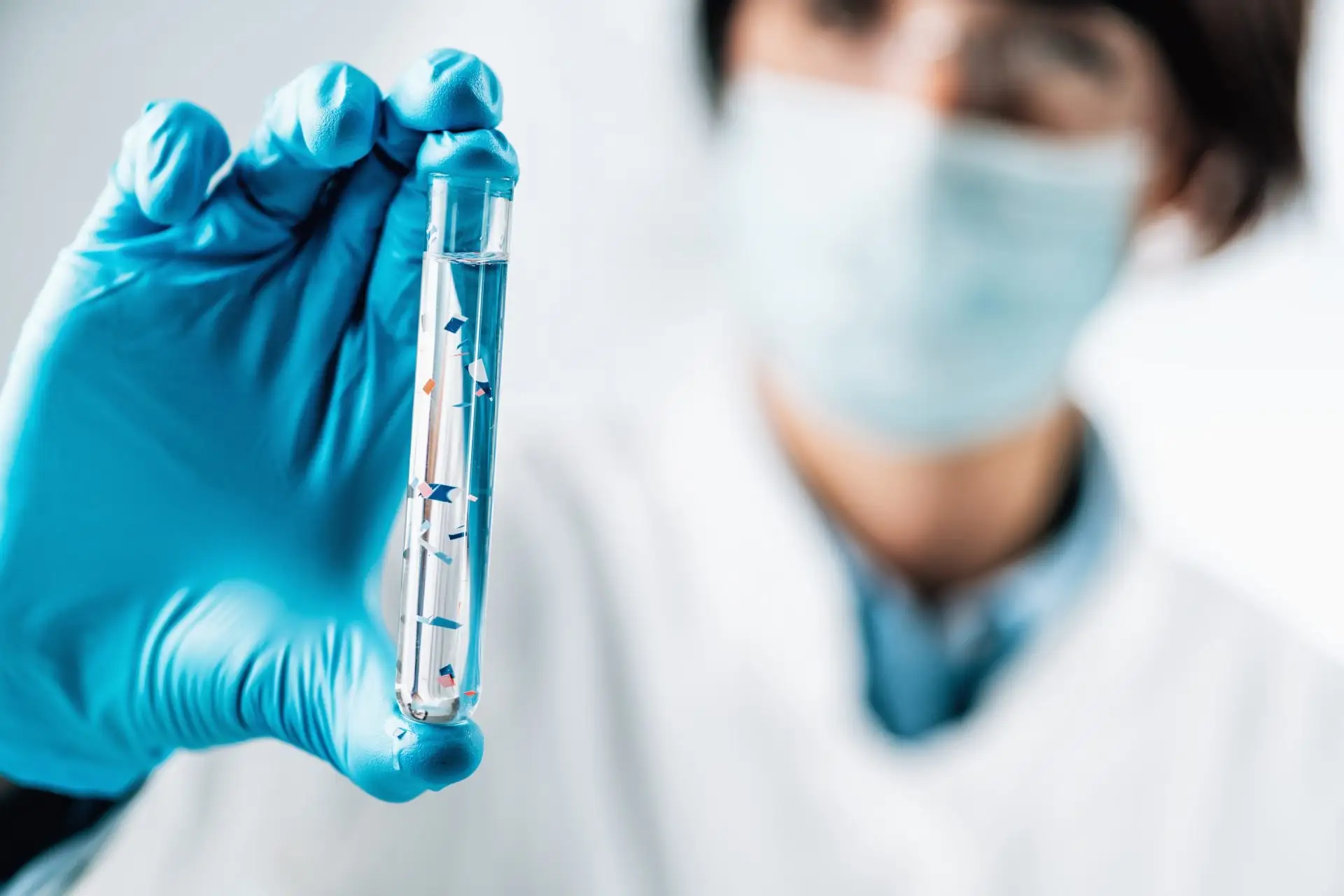 Water sample in a test tube from an Oakwater Laboratories sampling kit